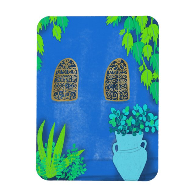 Blue Garden Wall Majorelle Marocko Magnet (Vertikal)