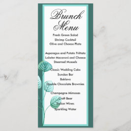 Blue Garden Watercolor Stems Bröllop Menu Meny