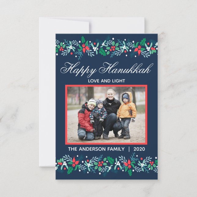 Blue Garland Hanukkah - 3 x 5-platta kort (Framsida)