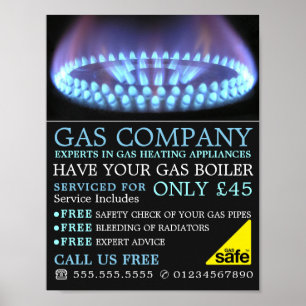 Blue Gas Ring, Gas Ingenjör & Supplier Advertising Poster