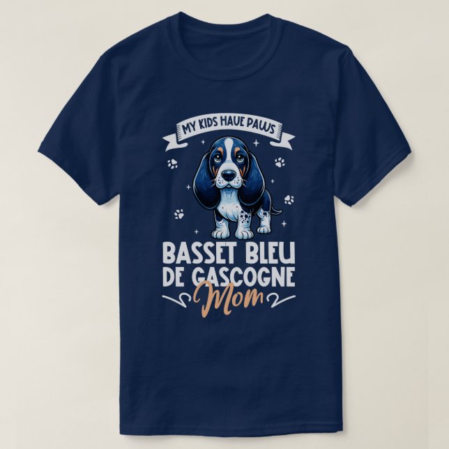 Blue Gascony Basset Mamma T Shirt (Design framsida)