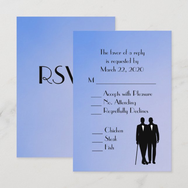 Blue Gay Bröllop Menu OSA (Fram/baksida)