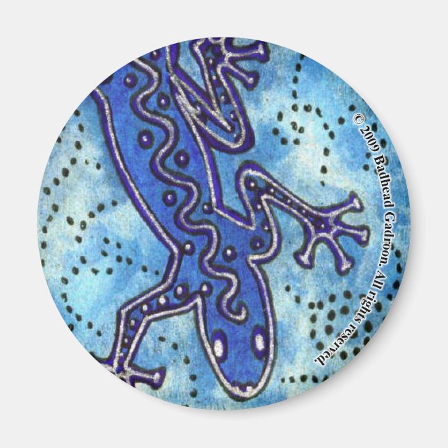 Blue Gecko Round Magnet (Framsidan)