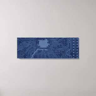 Blue Geek Motherboard Circuit Mönster Canvastryck