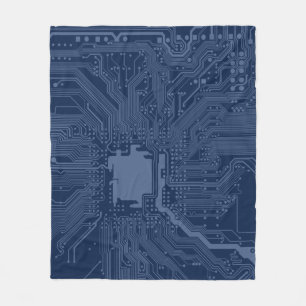 Blue Geek Motherboard Circuit Mönster Fleecefilt