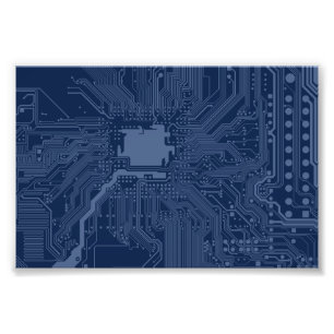 Blue Geek Motherboard Circuit Mönster Fototryck