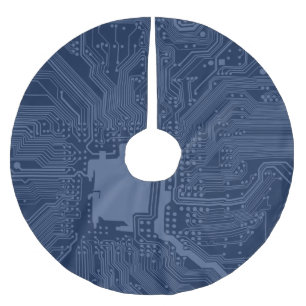 Blue Geek Motherboard Circuit Mönster Julgransmatta Borstad Polyester