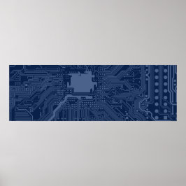 Blue Geek Motherboard Circuit Mönster Poster