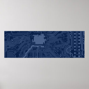 Blue Geek Motherboard Circuit Mönster Poster