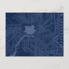 Blue Geek Motherboard Circuit Mönster Vykort