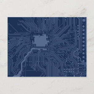Blue Geek Motherboard Circuit Mönster Vykort