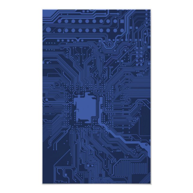 Blue Geek Motherboard Mönster Fototryck (Framsidan)