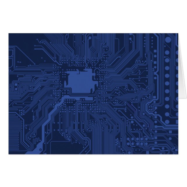 Blue Geek Motherboard Mönster Hälsningskort (Framsidan Horizontal)