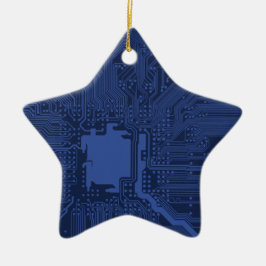 Blue Geek Motherboard Mönster Julgransprydnad Keramik