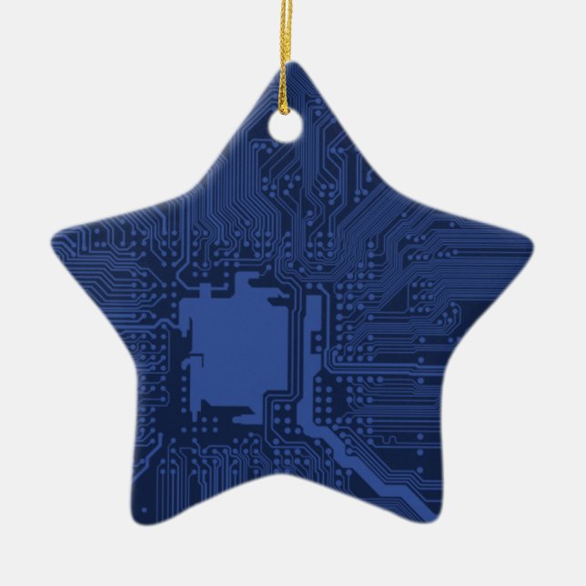Blue Geek Motherboard Mönster Julgransprydnad Keramik (Framsidan)