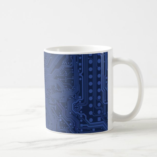 Blue Geek Motherboard Mönster Kaffemugg (Höger)