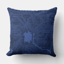 Blue Geek Motherboard Mönster Kudde
