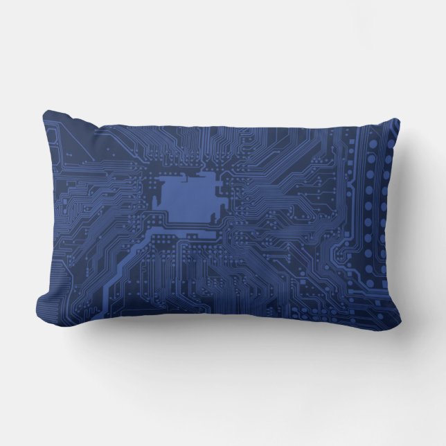 Blue Geek Motherboard Mönster Lumbarkudde (Framsida)