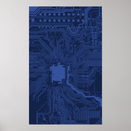 Blue Geek Motherboard Mönster Poster