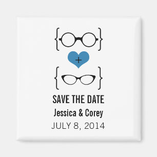 Blue Geeky Glasses Spara datum magneter