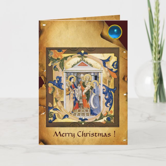 Blue Gem NATIVITY CHRISTMAS PARCHMENT Helgkort (Framsida)