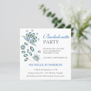 Blue Gems Blommigt Bachelorette Party-inbjudan Inbjudningar