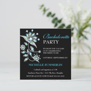 Blue Gems Blommigt Bachelorette Party-inbjudan Inbjudningar