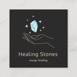 Blue Gemstone Energy Crystal Healer Fyrkantigt Visitkort