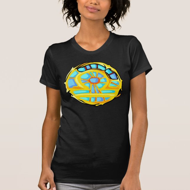 Blue Gemstone Färgad Libra Symbol Tee Shirt (Framsida)