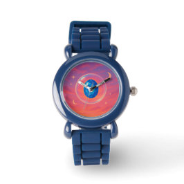 Blue Gemstone Sunset – Spiritual Nature Art Watch Armbandsur