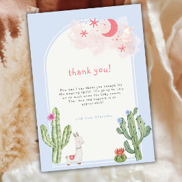 Blue Gender Neutral Boho Arch Cactus Baby Shower Tack Kort
