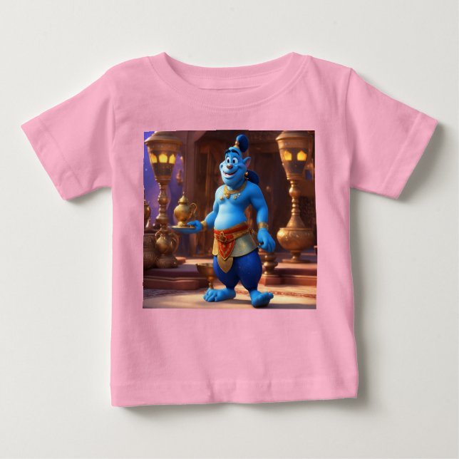 Blue Genie Magic-3D-Tecknad Aladdin-Inspired Desig T Shirt (Framsida)