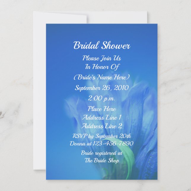 Blue Gentian Flower Bridal Shower  Inbjudningar (Framsida)