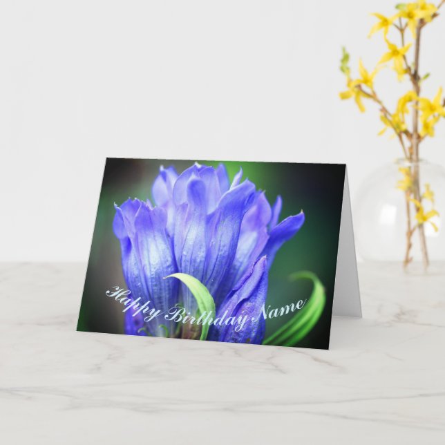 Blue Gentian Flower Personlig Birthday Kort (Gul blomma)