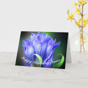 Blue Gentian Flower Personlig Birthday Kort