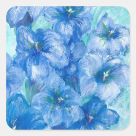 Blue Gentian Flowers Fyrkantigt Klistermärke