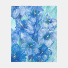 Blue Gentian Wildblommålning Fleecefilt