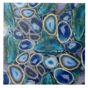 Blue Geodes crystal mönster Kakelplatta