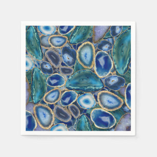 Blue Geodes crystal mönster Pappersservett