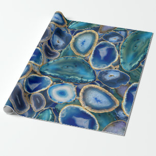 Blue Geodes crystal mönster Presentpapper