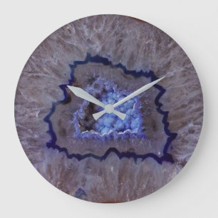 Blue Geodes Faux Stone Gem Clock Stor Klocka