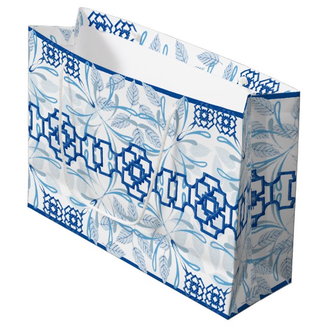 Blue Geometric Blommigt Chinoiserie | BRÖLLOP (Framsidan Vinklad)