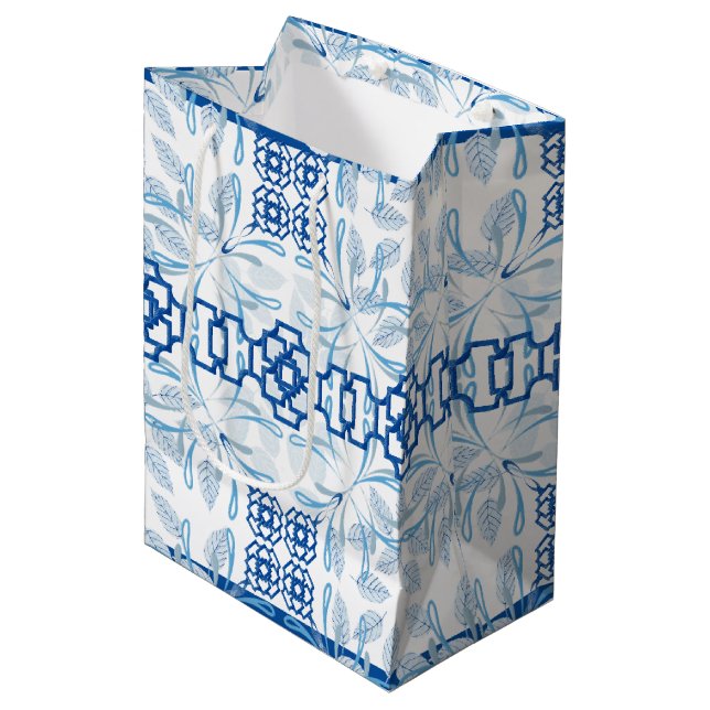 Blue Geometric Blommigt Chinoiserie | BRÖLLOP (Framsidan Vinklad)