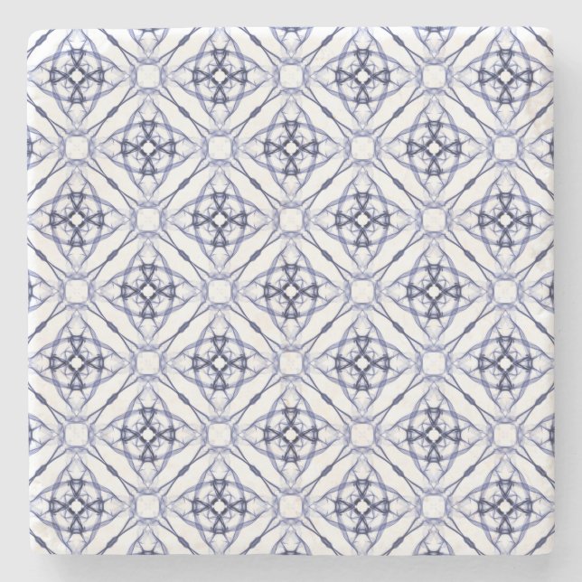 Blue Geometric Diamond Mönster Underlägg Sten (Framsidan)