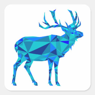 Blue Geometric Elk Fyrkantigt Klistermärke