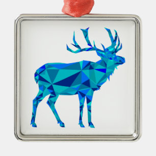 Blue Geometric Elk Julgransprydnad Metall