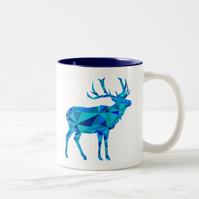 Blue Geometric Elk Två-Tonad Mugg (Höger)
