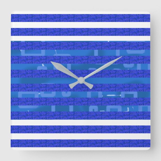 Blue Geometric Fyrkantig Klocka (Framsida)