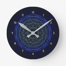 Blue Geometric Moirè Clock