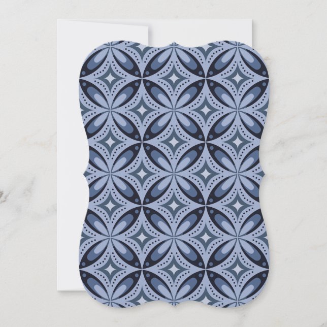 Blue Geometric Mönster Retro Stil Anteckningskort (Framsida)